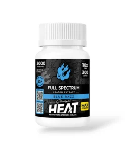 Straight Heat Full Spectrum Kratom Extract Blue Razz Chewable Tablets 300mg