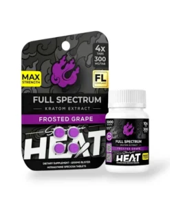 Straight Heat Full Spectrum Kratom Extract Frosted Grape Chewable Tablets 300mg